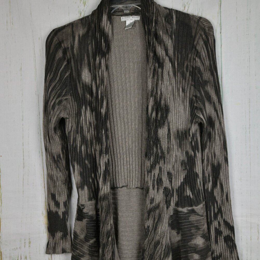 Alberto Makali Ribbed Open Front Shrug Sweater Grey/Black Size XL